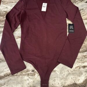 Express Women’s Burgundy Long Sleeve Bodysuit Size XS